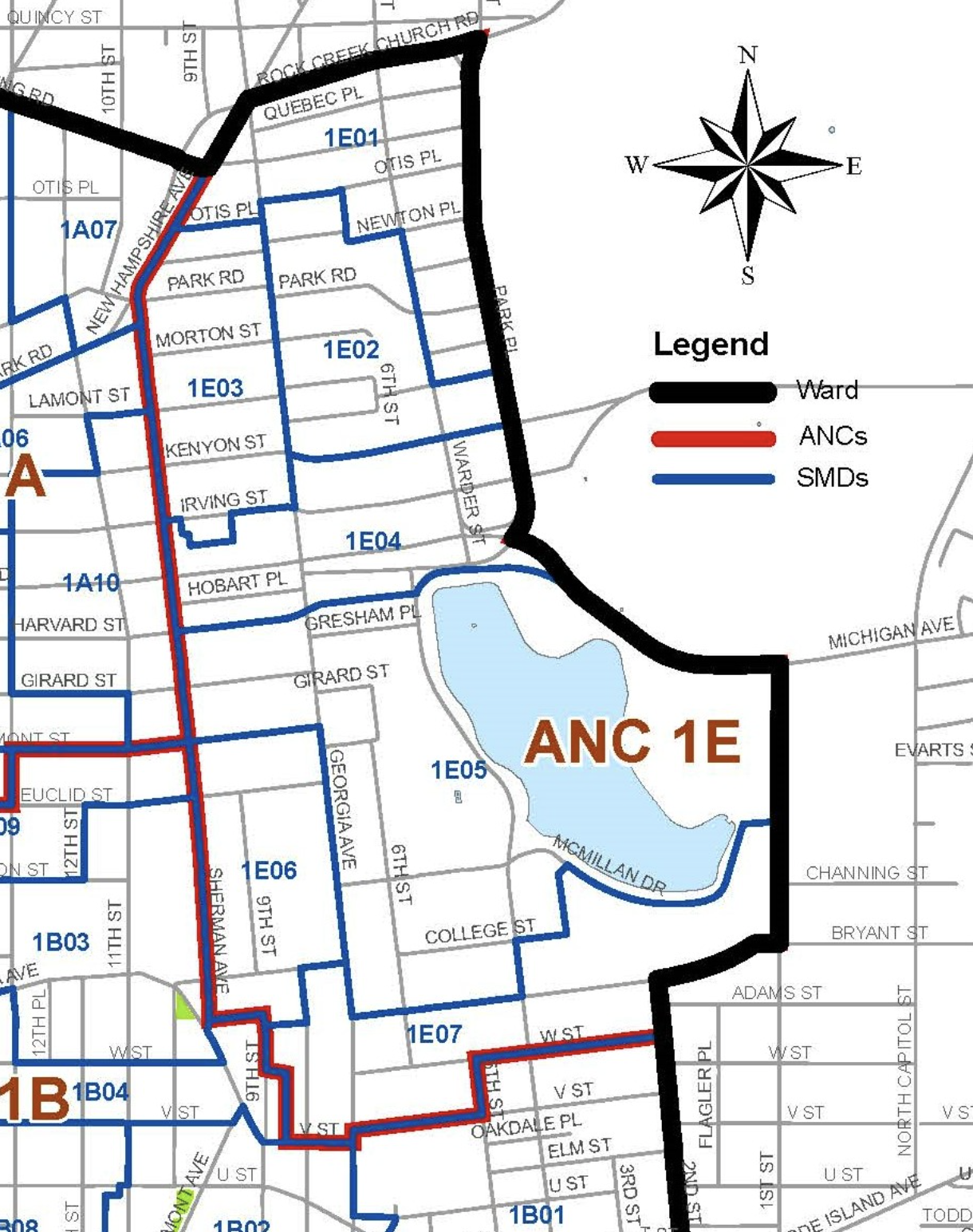 Map of ANC 1E's boundaries